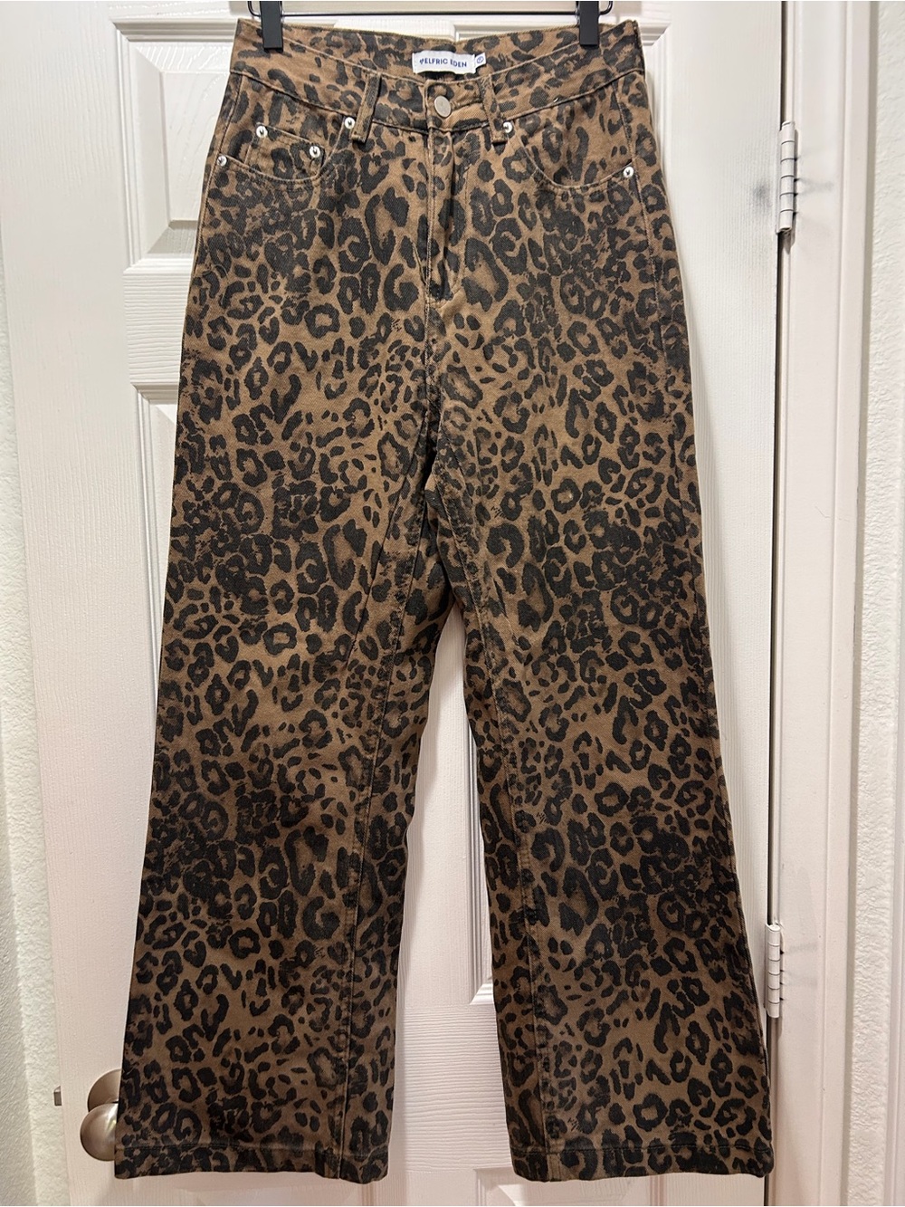 🤎🐆🖤Aelfric Eden Leopard Print Brown 🐆Black Jeans🖤🐆🤎